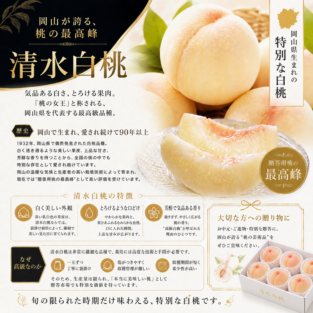 贈答用】岡山県産清水白桃 約2㎏ ☆予約商品☆【7月中旬頃～発送 